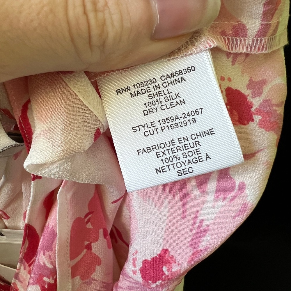 Joie Aruna Floral Sleeveless Silk Blouse Tank Top White Pink‎ Womens Small NWT - Picture 10 of 10